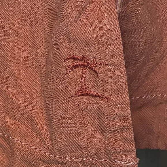 Tommy Bahama 100% Silk Orange Embroidered Pineapple Palm Tree Camp Shirt - M - Picture 6 of 13
